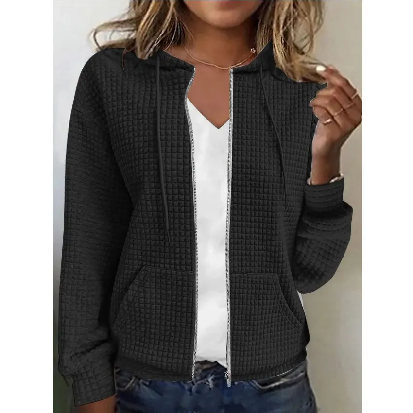 Churchf Churchf Women Wear Zip Hooded Cardigan Long Sleeve Hoodie Coat