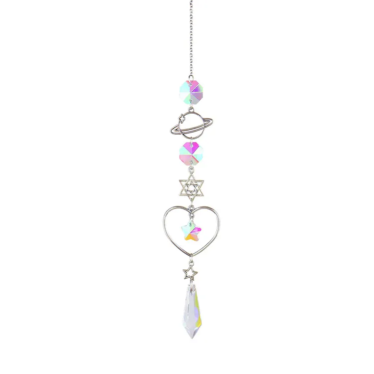 Metal Rainbow Collection Hanging Hexagon Star Crystal Prisms Wind Chimes gbfke