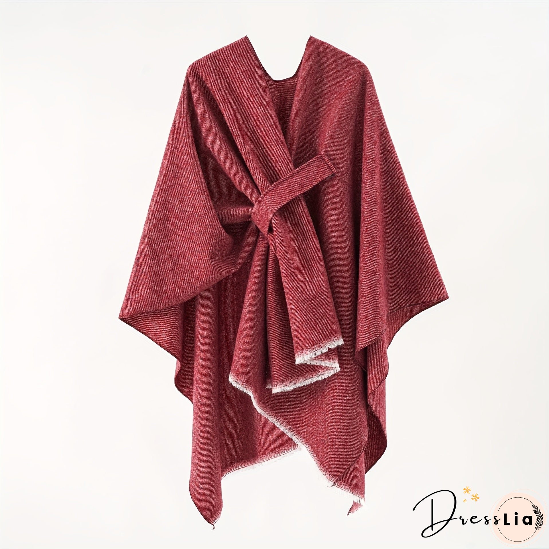 Solid Color Comfortable Shawl With Sleeves, Multifunctional Outdoor Windproof And Coldproof Cloak