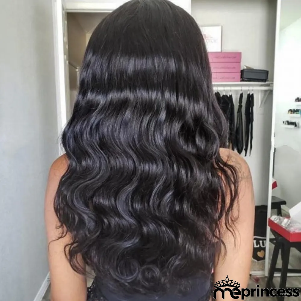 Black Fashion Casual Solid Long Curly Wigs (Random Color Bandana)