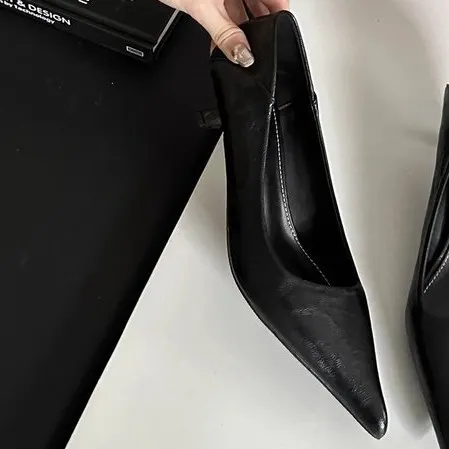 Yyvonne French New Leopard-Print Fine Heel Single Shoes Sexy Pointed High-Heeled High-Heeled High-Heeled Shoes Small-Size Velvet Cat Heels