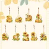 >SALE<9PCS Double Sided Special Shape Diamond Art Keyring (Pumpkin Sunflower Candle)