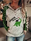 Mama Saurus Plaid Women's Hoodie Sweatshirt Sweater