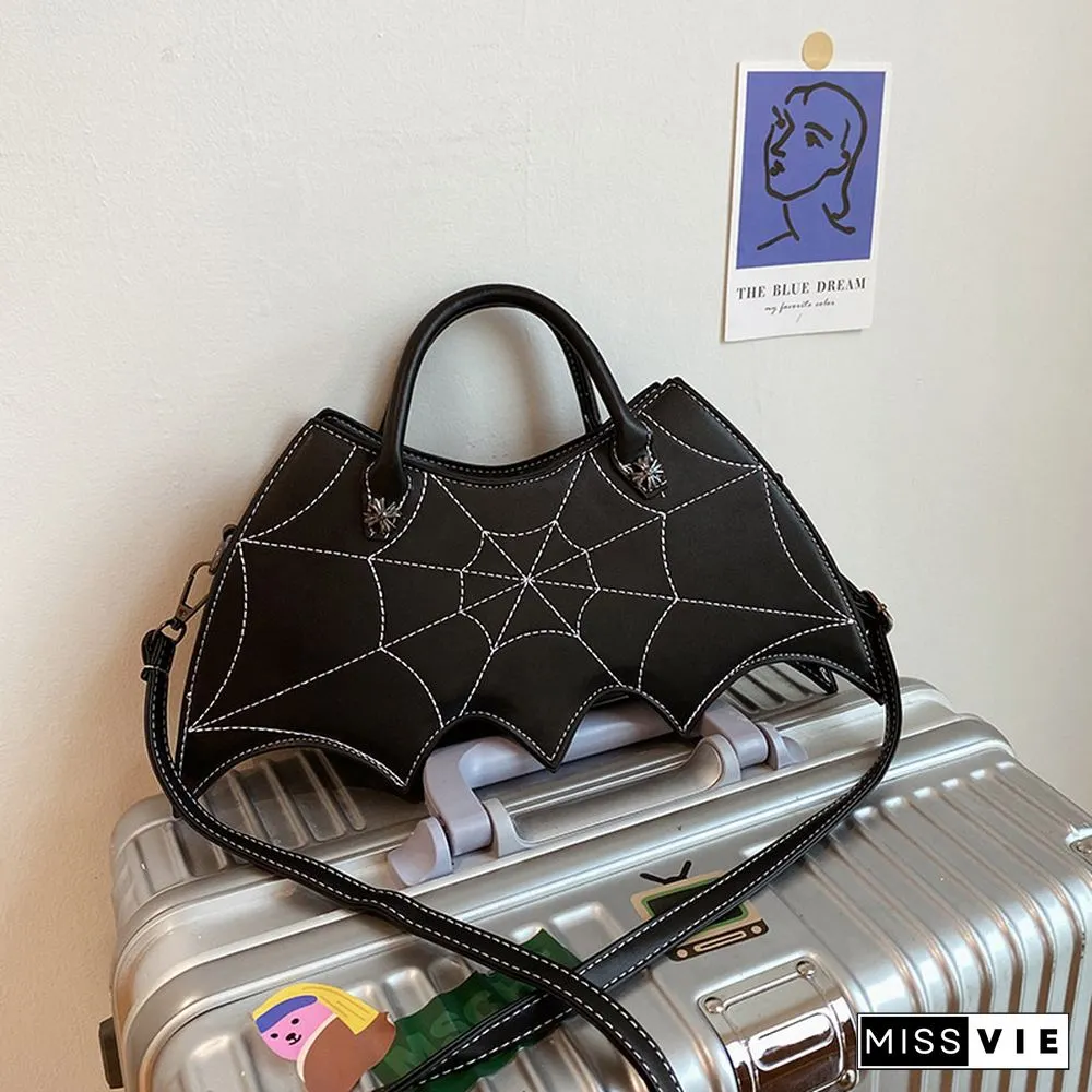 Spider Web Print Bat Irregular Crossbody Bag