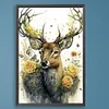 Deer Flowers-Paint by Numbers Acrylic Painting 40*60CM(Poster style）