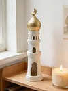 Ramadan Resin Statue Ornament Hollowed Handcrafted Resin Mosque Models Islamic Castle Tabletop Statue for Eid Home Office Decor