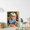 Blonde Little Girl Eating Breakfast-11CT Stamped Cross Stitch 40*55cm/15.75*21.65in