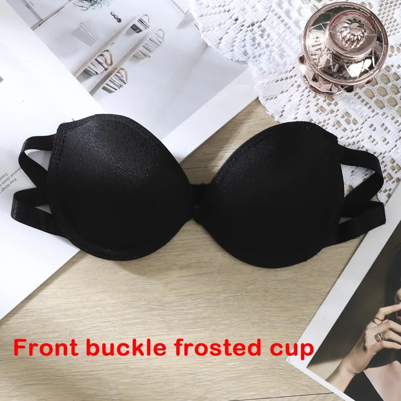 Women Strapless Bra Sexy Invisible Push Up Bralette Front Closure Seamless Padded Underwear Party Wedding Brassiere Lingerie