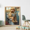 (Stamped/Counted) Dog Sitting Toilet-11CT Cross Stitch 40*50cm