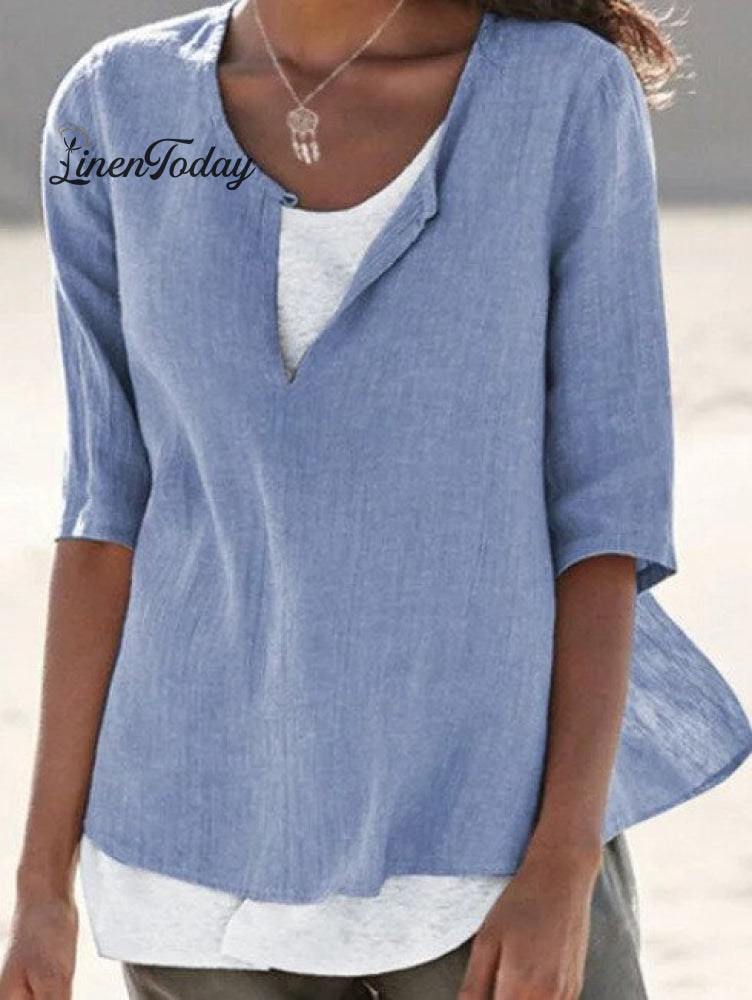 Women&rsquo;s Loose Casual Tee Shirt Blue / S