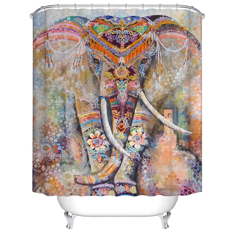 Animals Elephant Shower Curtain Bathroom Waterproof Polyester Shower Curtain Elephant Printed Curtains for bathroom shower