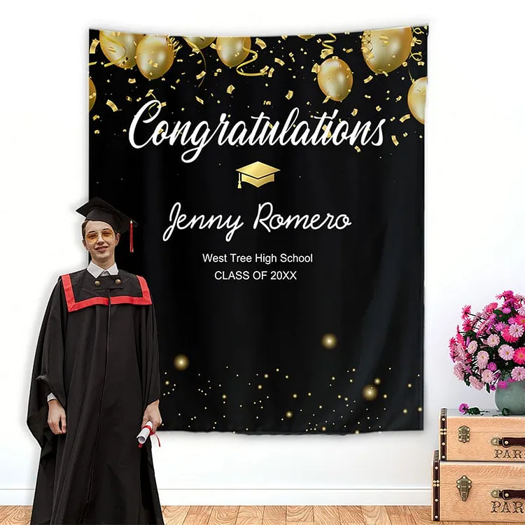 Personalized Graduation Party Photo Backdrop B