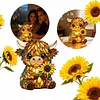 LED 3D Animal Night Lamps Sunflower Highland Cow Table Lamp Cute Bedside Decorations Lamp USB Handcrafted Stained Glass Night Light for Living Room Desk Decor
