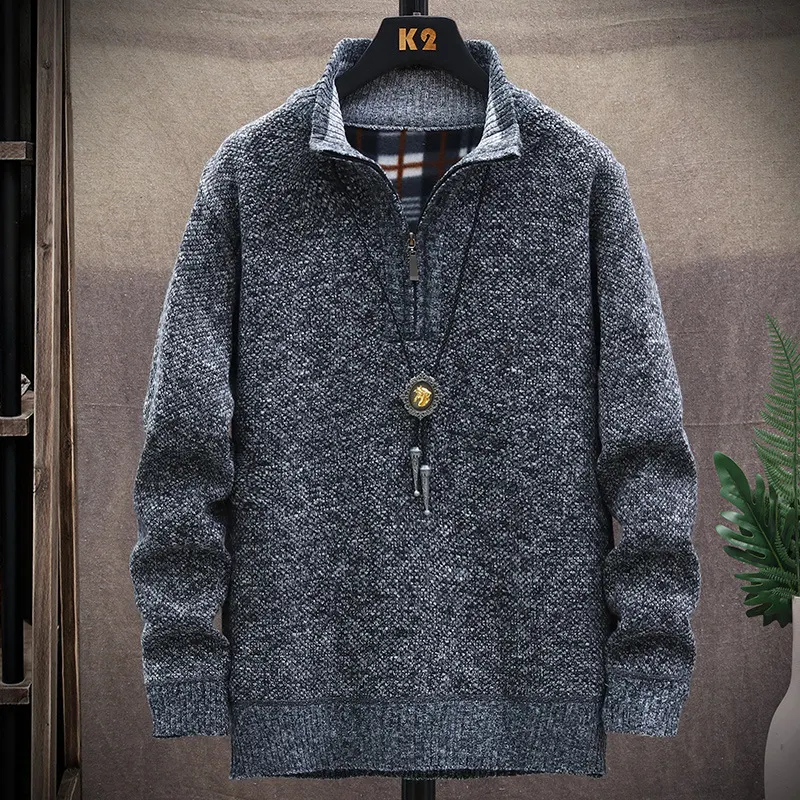 Men's Vintage Knitted Stand Collar Sweater