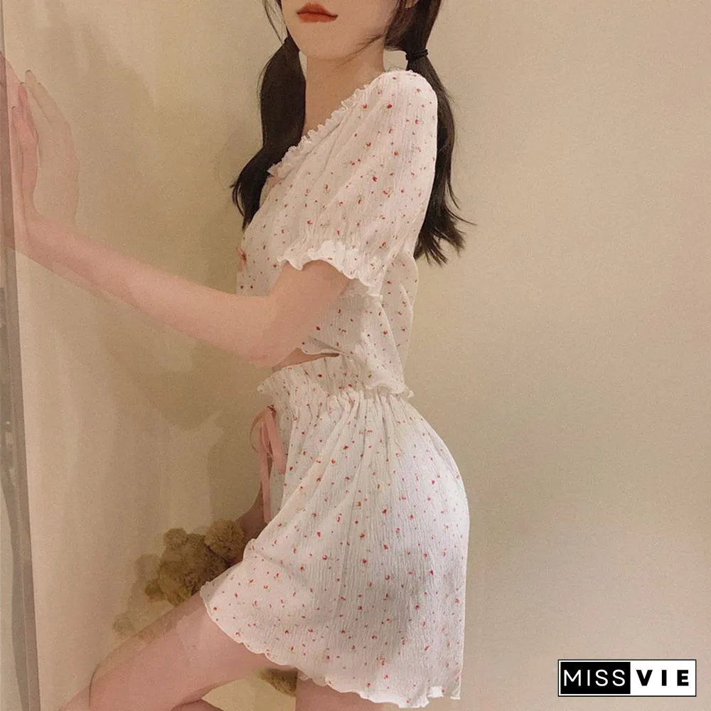 Summer Sweet Floral Print Pajamas Set