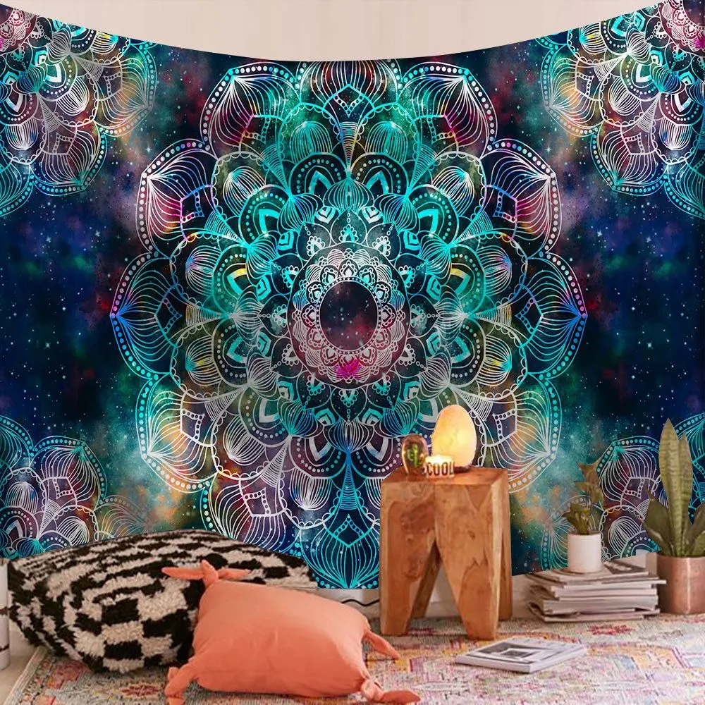Polyester Mandala Print Tapestry Wall Hanging Carpet Throw Yoga Beach Mat Blanket Large 150*200cm Sleeping pad wall art Tapestry