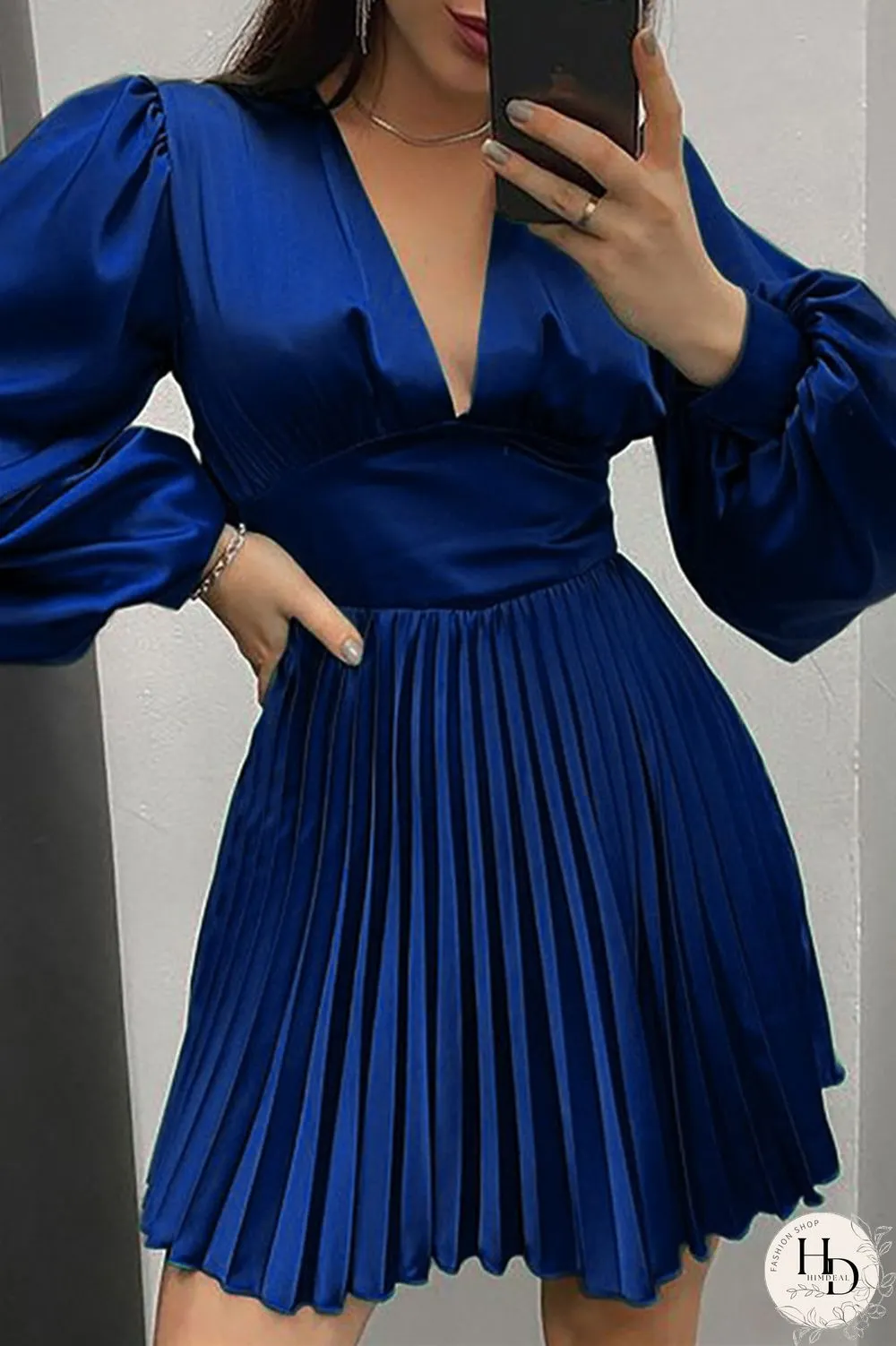 Burgundy Casual Solid Patchwork Fold V Neck Pleated Dresses