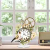 (US Local)Acrylic Special Shape Flower Bird Diamond Painting Clock Ornaments Kit