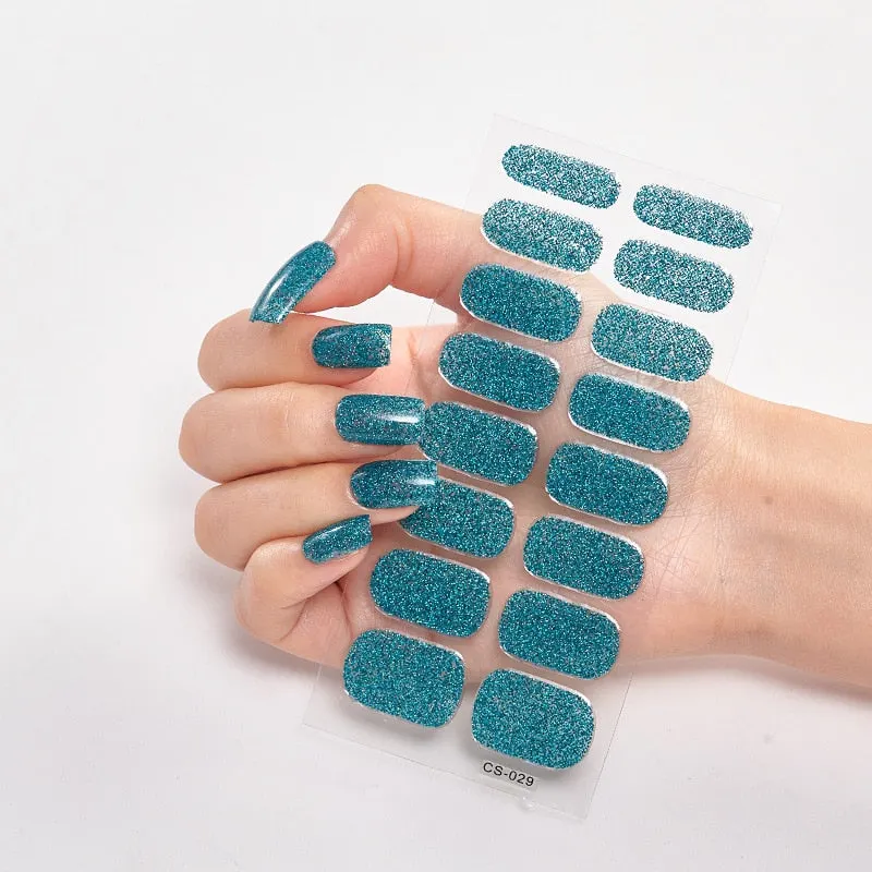 Nails Art Decoration Glitter Series Powder Sequins Decals Plain Stickers Nails Sticker Designer Nail Strips Women Nail Designs