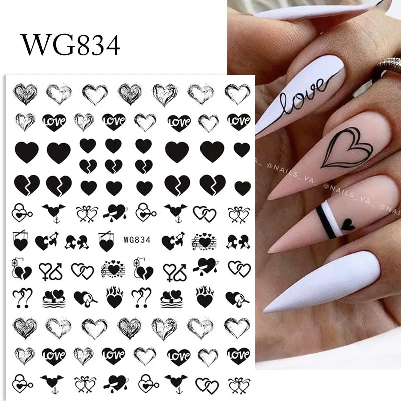 1 Sheet Russian Series Letter 3D Nail Sticker Flower Leaves Nail Transfer Beautiful Decals Slider Nail Art DIY Decoration