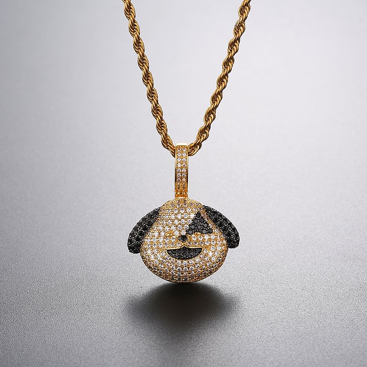 Iced Out Lucky Spotted Dog Pendants Necklaces Hip Hop Bling Bling