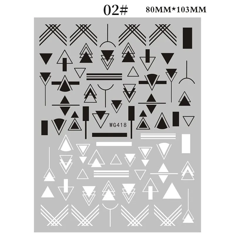 Geometric Lines Flowers Leaves 3D Nail Sticker Figure Woman Face Pattern Special Self Adhesive Nail Art Decals Manicures Sliders-Nail Inspo