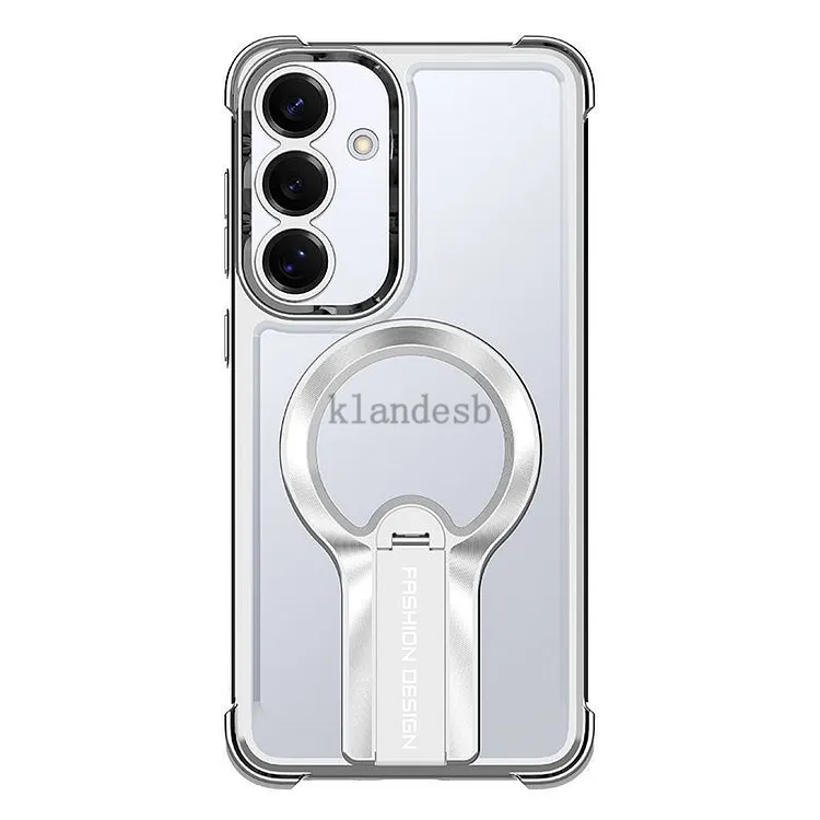 Samsung Series New Electroplating Four-Corner Airbag Shockproof S25 Multi-Function Bracket Transparent Case