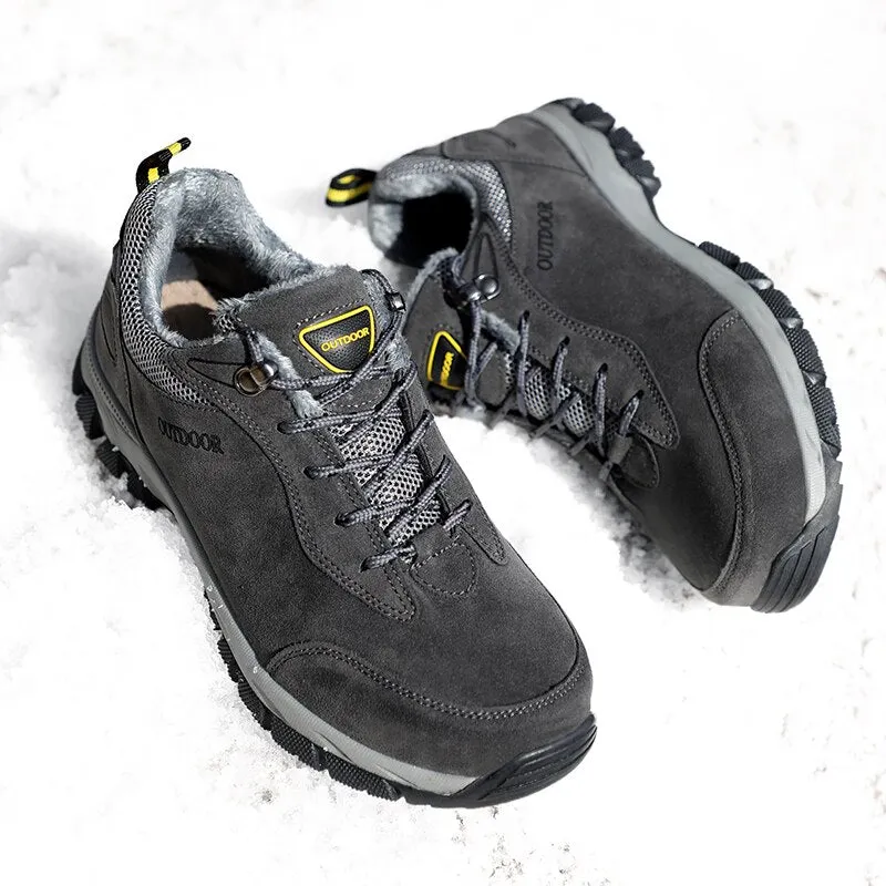 Men Boots Winter Shoes Men Hiking Boots High Quality Flock Men's Ankle Boots Rubber Outdoor Sneakers Non-slip Work Shoes
