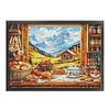 Autumn Window View-14CT Stamped Cross Stitch Egyptian Cotton 95*75cm/37.4*29.53in(Big Size)