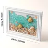 DIY Resin Beach Art Craft Kit with Frame, Resin Art Sea Glass Craft, Ocean Color Design, Materials for Adults Home Decor Desk Display, Ocean Themed DIY Kit Set and Creative Birthday Gift