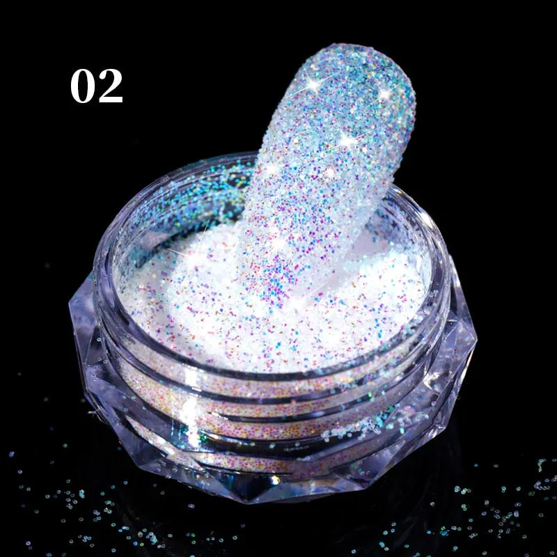 1Box Reflective Glitter Powder For Nails Iridescent Flakes Sequins Pigment Dust Manicures Decoration Chrome Pigment Polish Gel-Nail Inspo