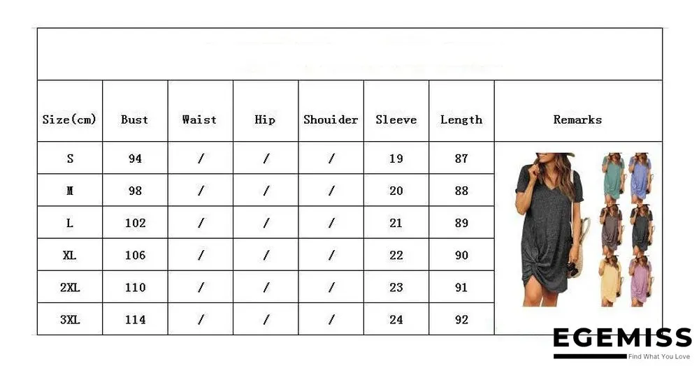 Summer Women's Round-necked Short-sleeved Side Knotted Dress | EGEMISS