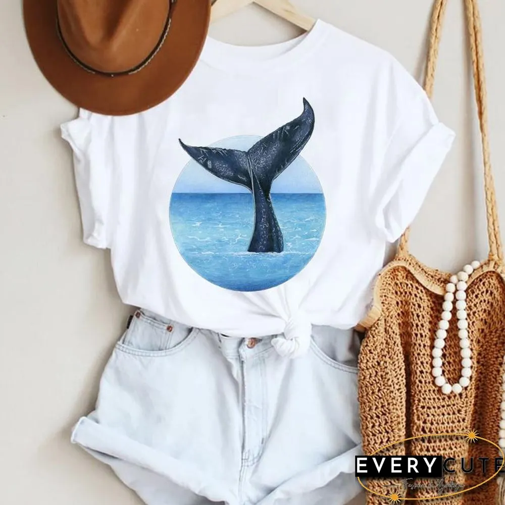 Women Cartoon Leopard Star Love Letter Trend 90S Fashion Summer Lady Print Tee Graphic T Top Female Tshirts Clothes T-Shirt