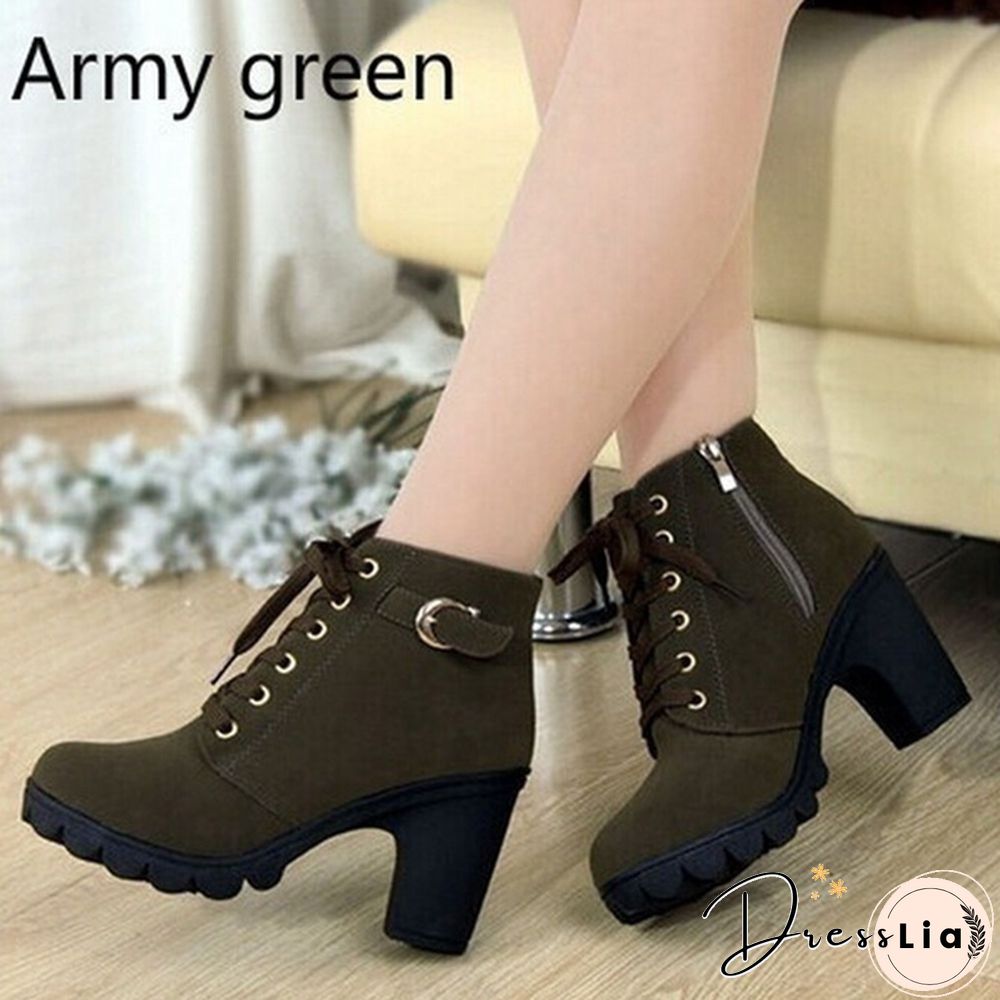 New Large Size Ladies Shoes Thick Heel Short Boots Botas De Mujer Ladies Boots Womens Shoes for Women