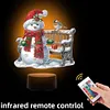 (US Local)Acrylic Double Sided Xmas Snowman 5D Diamond Painting Night Light for Tabletop