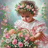 Diamond Painting-DIY Crystal Rhinestone Girl Holding Flowers