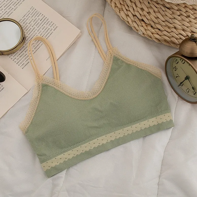Women's Cotton Underwear Tube Top Bra Sexy Lace Top Women's Sports Underwear Fashion Soft Tahk Up Female Thread Sling Lingerie