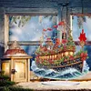 (US Local)Xmas Sailboat DIY Table Top Diamond Painting Desktop Ornaments Kit