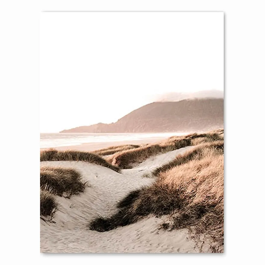 Scandinavian Nature Landscape Canvas Painting Grass Bridge Beach Sunset Wall Art Poster Nordic Print Modern Picture Home Decor