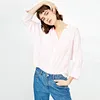 ONLY Brand 2018 NEW loose striped single-breasted V-Neck nine-quarter sleeve female shirts |117305516