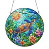 (Upgrade Size)DIY Diamond Painting Art Double Sided Effect Pendant Colorful Stained Glass Hanging Ornament Kit(Sea Turtle)