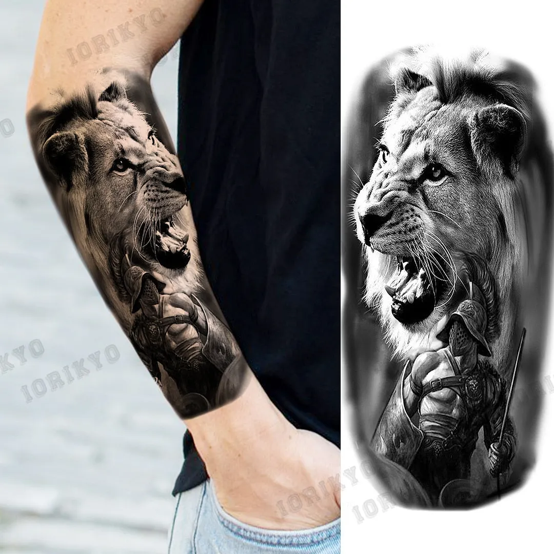 Black Devil Vampire Arm Temporary Tattoos For Women Adult Skull Lion Crown Compass Fake Tattoo Washable Body Art Painting Tatoos
