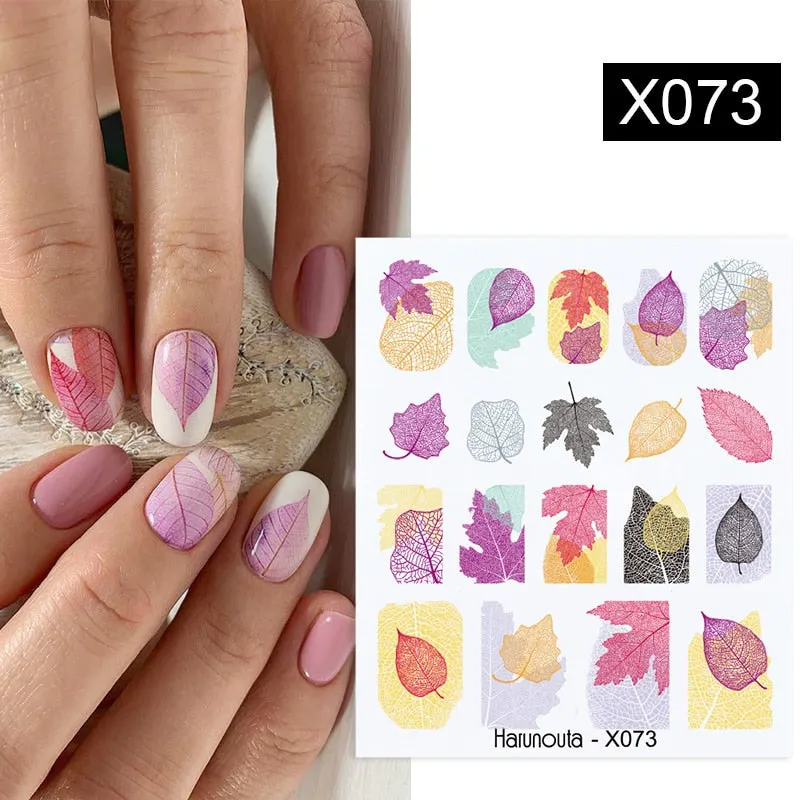 1Pc Spring Water Nail Decal And Sticker Flower Leaf Tree Green Simple Summer DIY Slider For Manicuring Nail Art Watermark