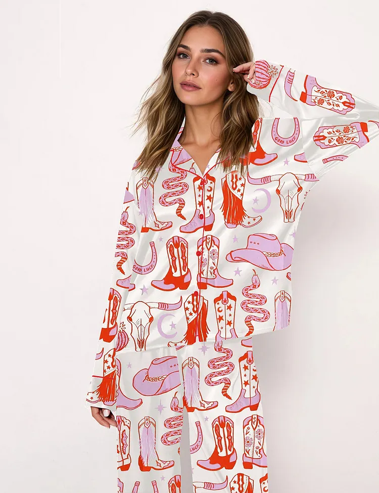 Women's Howdy Cowgirl Long Sleeve Pajama Set