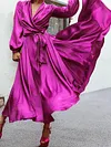 Lace-Up Falbala Long Sleeves Maxi Dresses