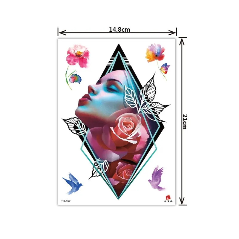 2021 New Plain Flower Arm Tattoo Sticker Flower Waterproof Tattoo Color Animal Tiger Tattoo Sticker