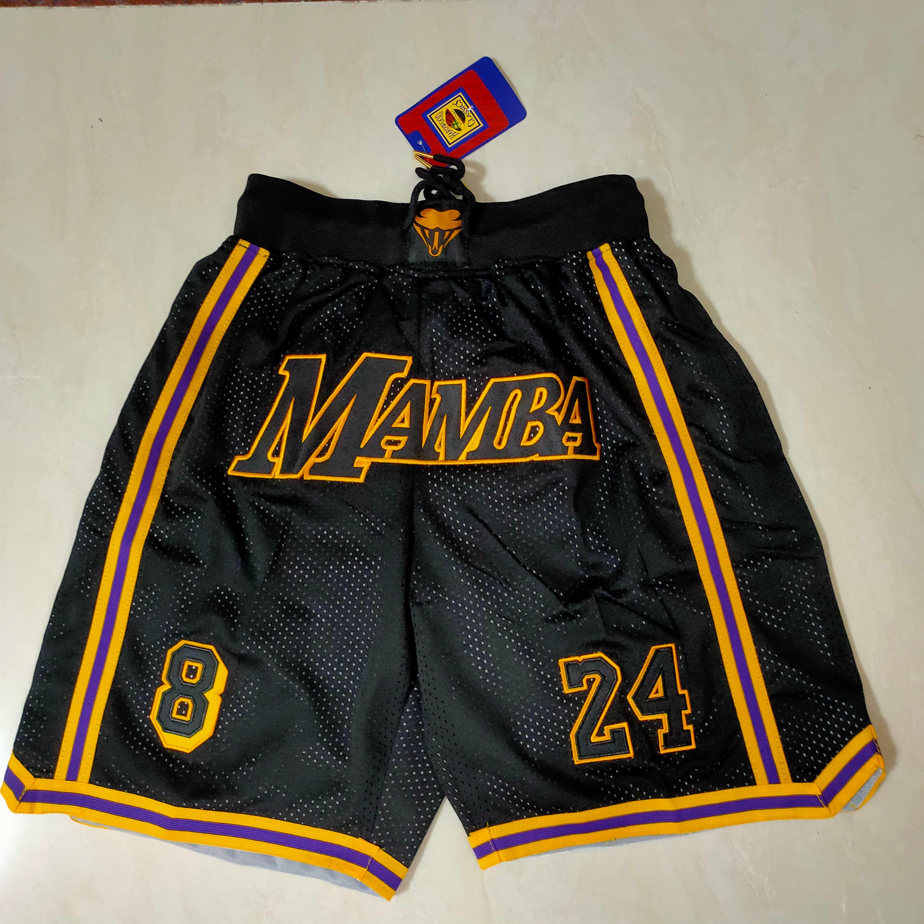 Los Angeles Lakers Kobe Bryant Black Mamba Pocket Pants Shorts
