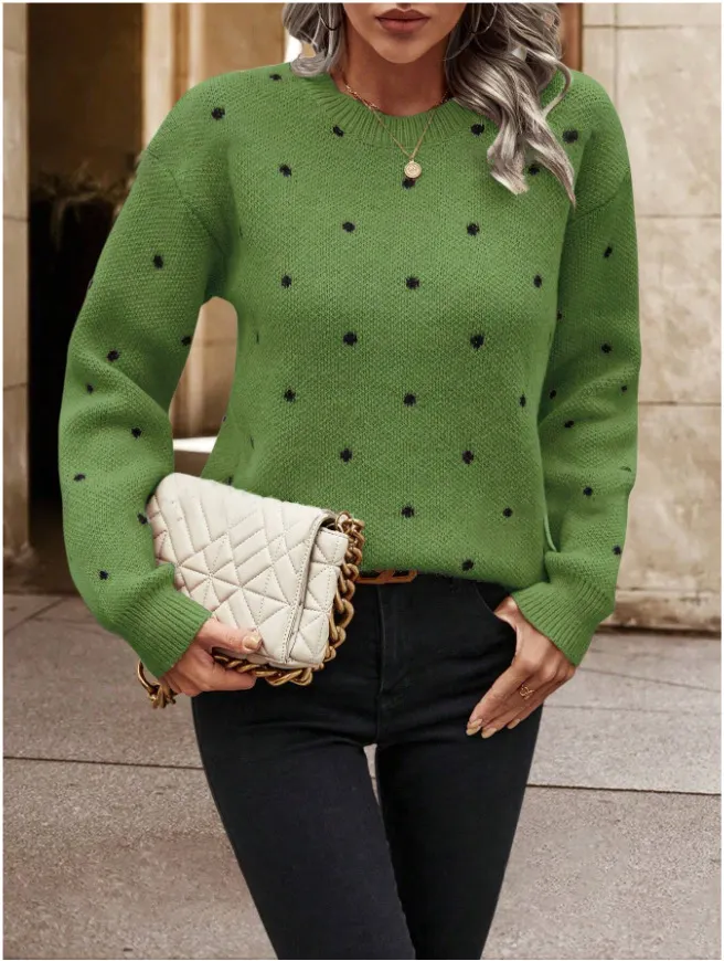 Athvotar Athvotar Point T-Shirt With Long-Sleeved Knitted Jersey Temperament Elegant Loose Sweater