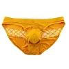 Men's Athletic Silk Underwear Low Rise Nylon Mesh Elastic Solid Pattern Sexy Briefs