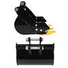 [US Local Warehouse] 400mm Bucket Metal Trenching Digger for Most 0.8-1.8 Ton Small Diggers Mini Excavator Digging Bucket Attachment 0.98in Hole 3.46in Center Wheelbase Mini Excavator Attachment w/ Metal Teeth